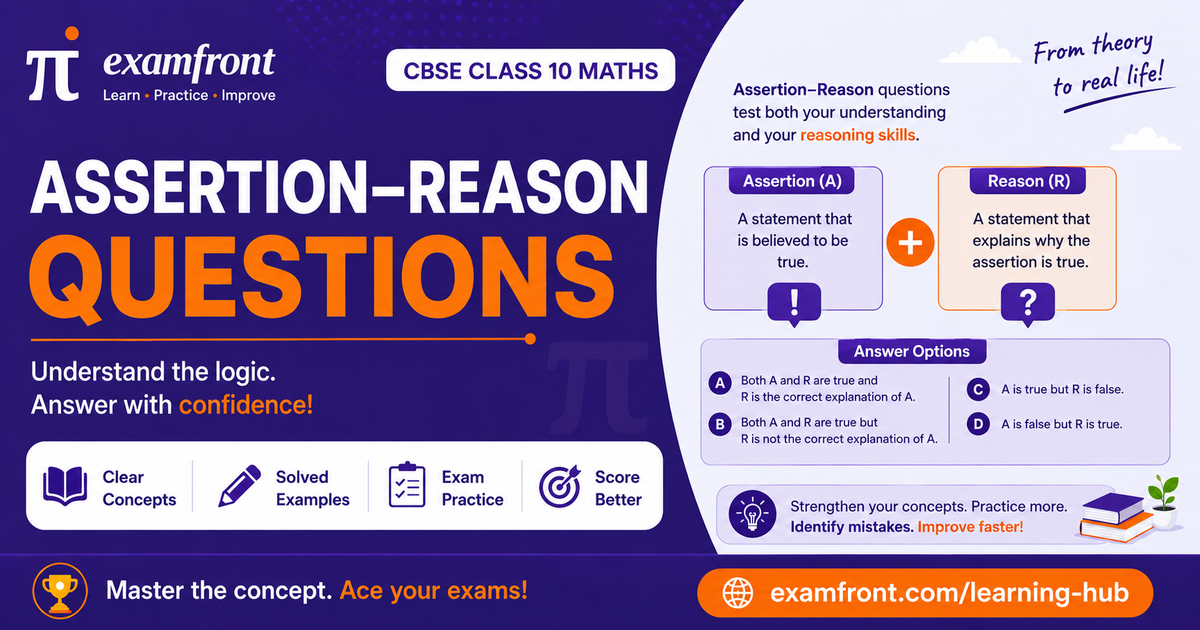 Guide to assertion reason questions class 10 maths with the four answer options explained