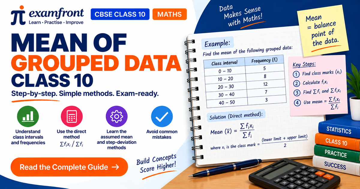 Mean of grouped data class 10 formula and class-mark table for the NCERT and CBSE syllabus