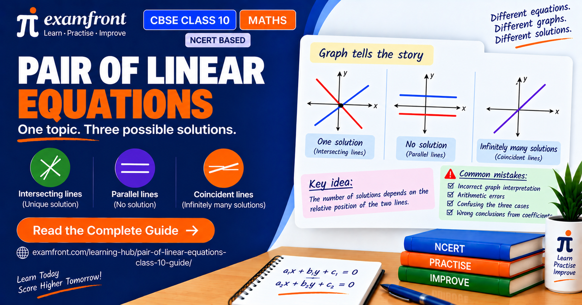 Pair of linear equations class 10 graphs: CBSE NCERT cases with one, no and infinite solutions